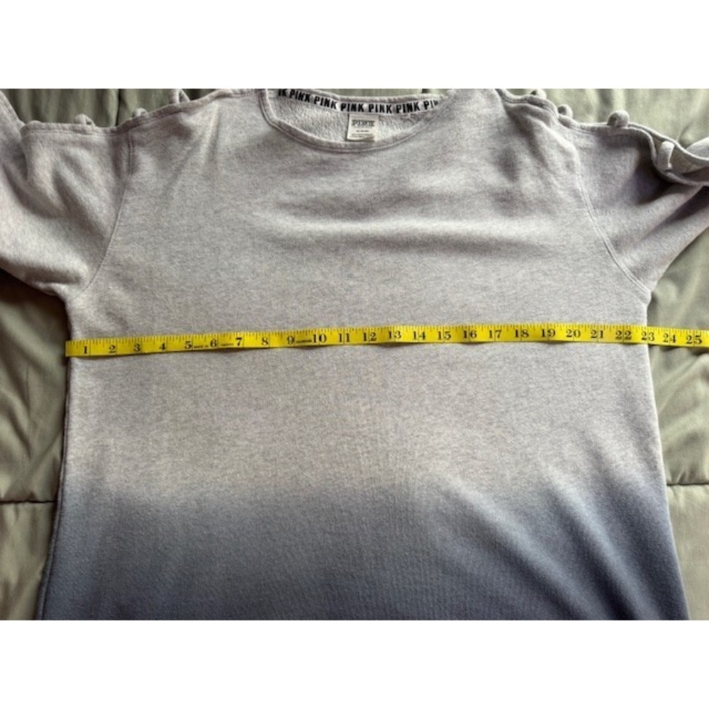 Pink Victorias Secret Sweatshirt‎ MED Blue Ombre Shoulder Open Cut Out Sleeves - Picture 7 of 10